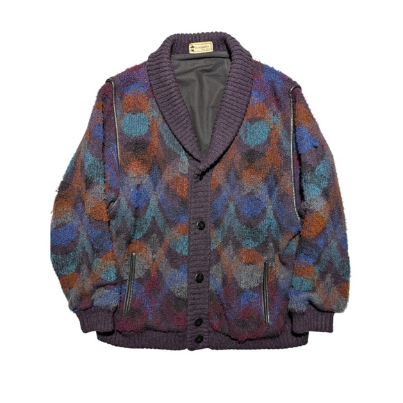 La Squadra Other - Vintage La Squadra Monte Carlo Mohair Cardigan Jacket Italy Abstract Knit...